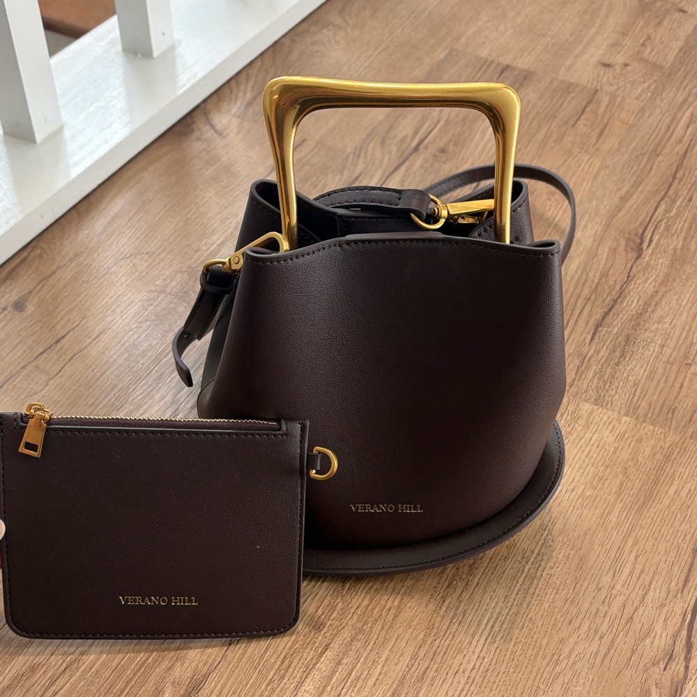 Verano Hill Dark Brown Mini Bag with Gold Handle